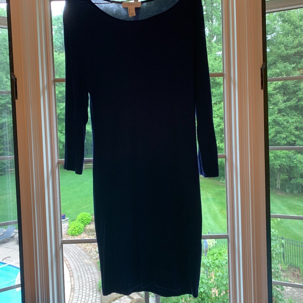 blue plain dress